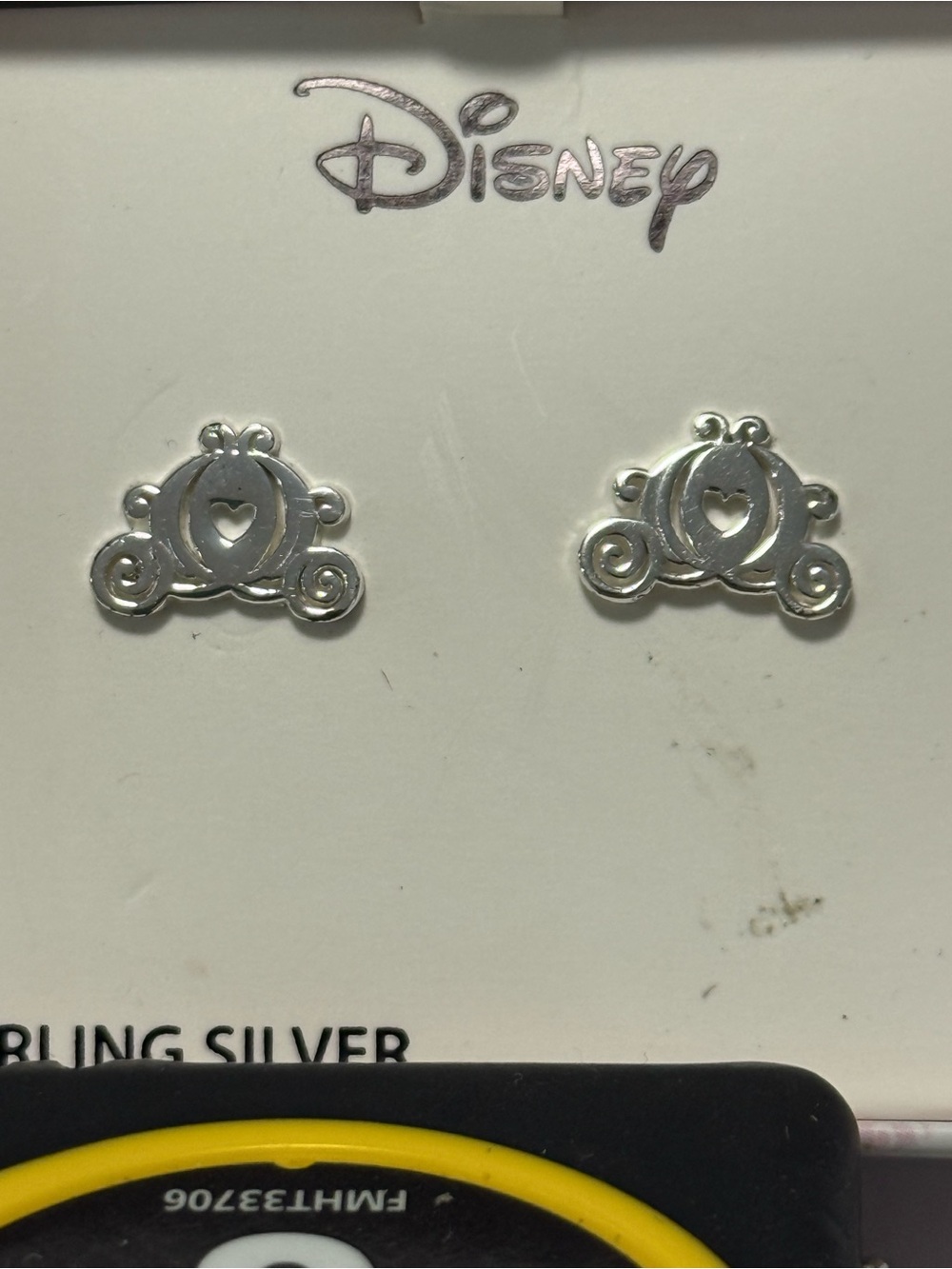 Disney Silver Cinderella Carriage Stud Earrings - Silver